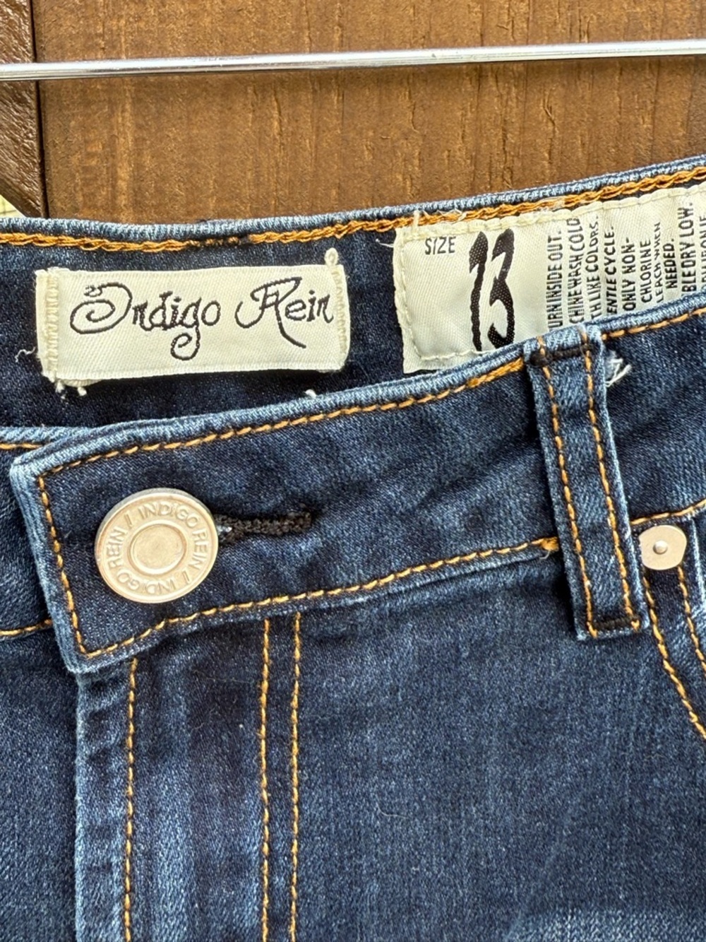 Indigo Rein Dark Blue Denim Mini Skirt with Frayed Hem - Picture 2 of 3